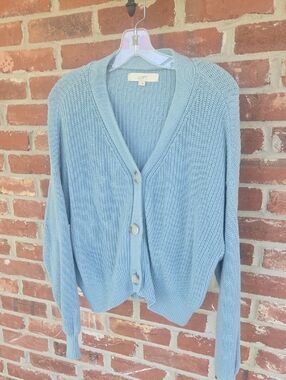 LOFT  Chunky Knit V-neck Button Cardigan